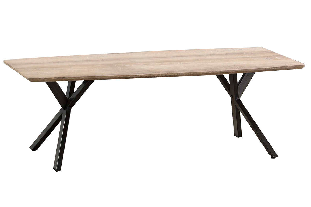 Table basse industrielle effet ch�ne et m�tal L120 cm HYGGE