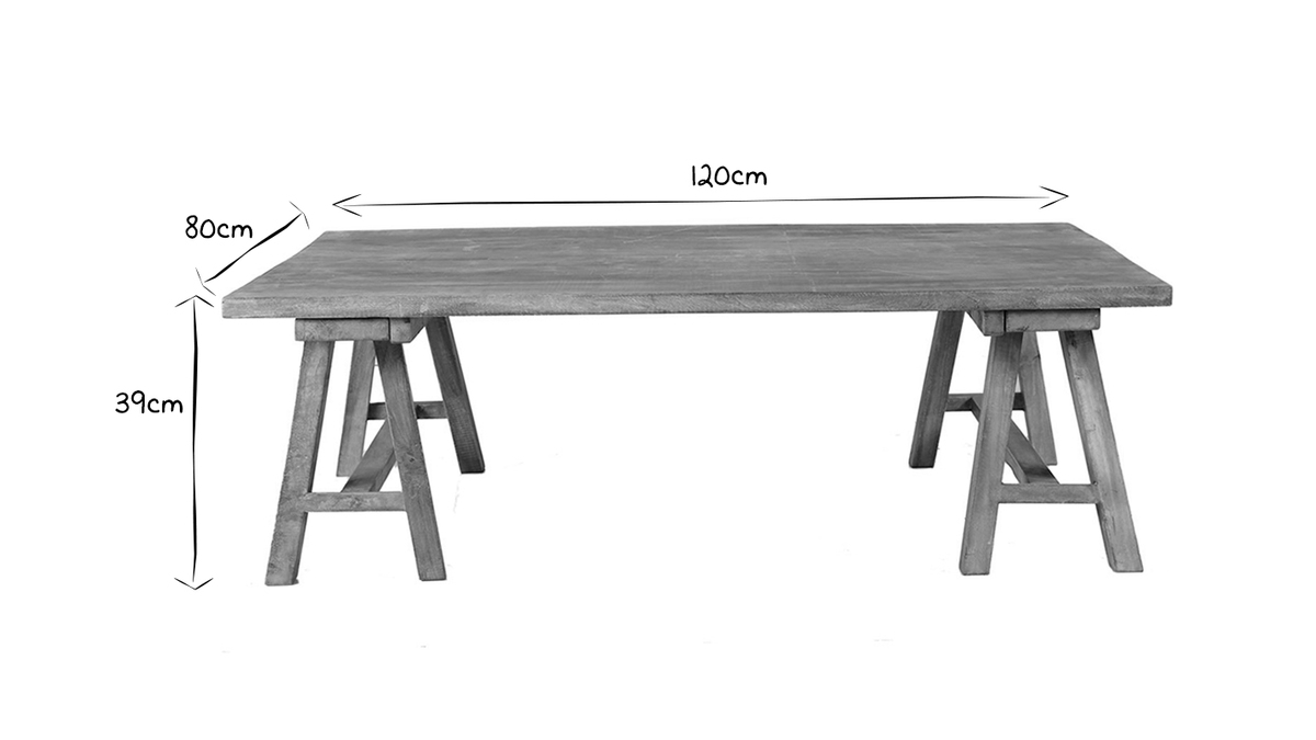 Table basse industrielle en manguier massif ANTIQUA