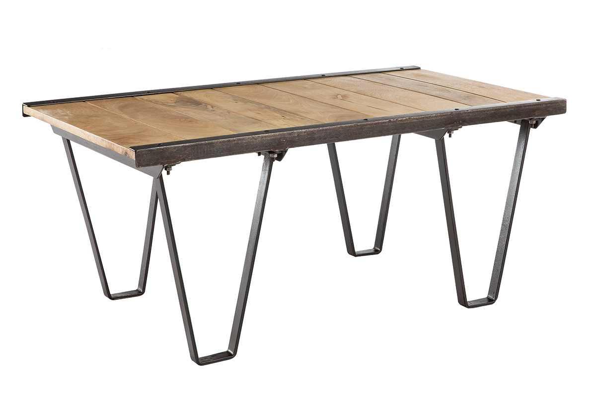 Table basse industrielle manguier massif INDUSTRIA