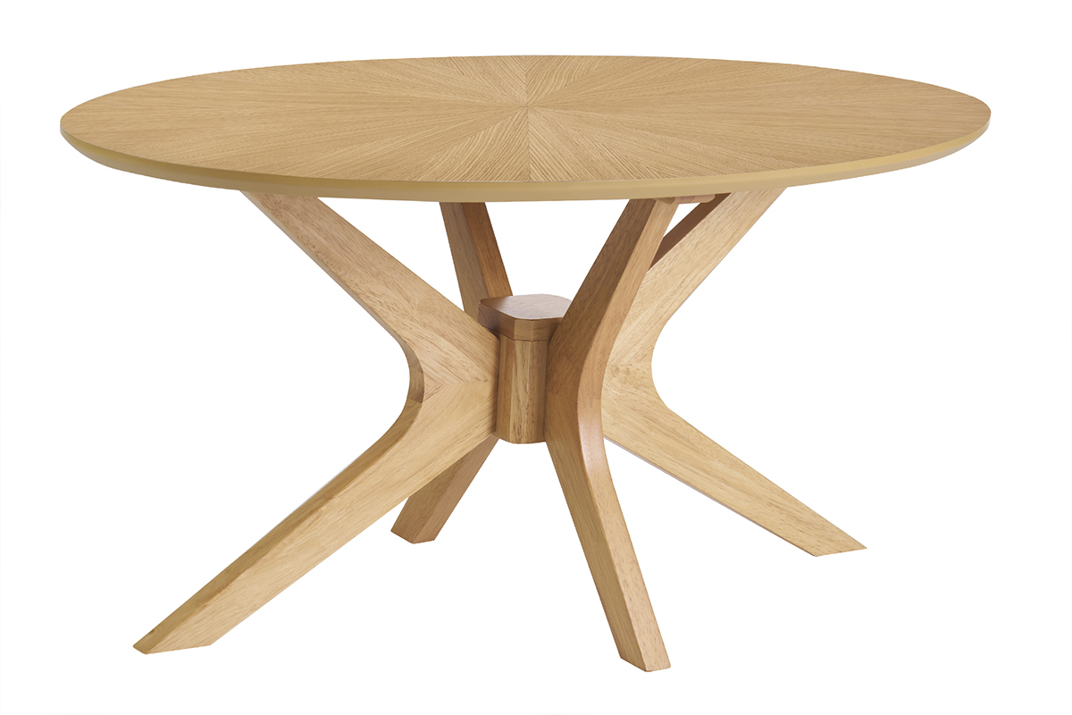 Table basse ovale DIELLI bois clair chne L90 cm avec pitement bois massif