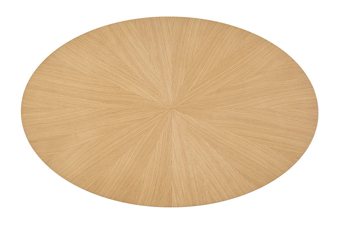 Table basse ovale bois clair chne, vue de dessus