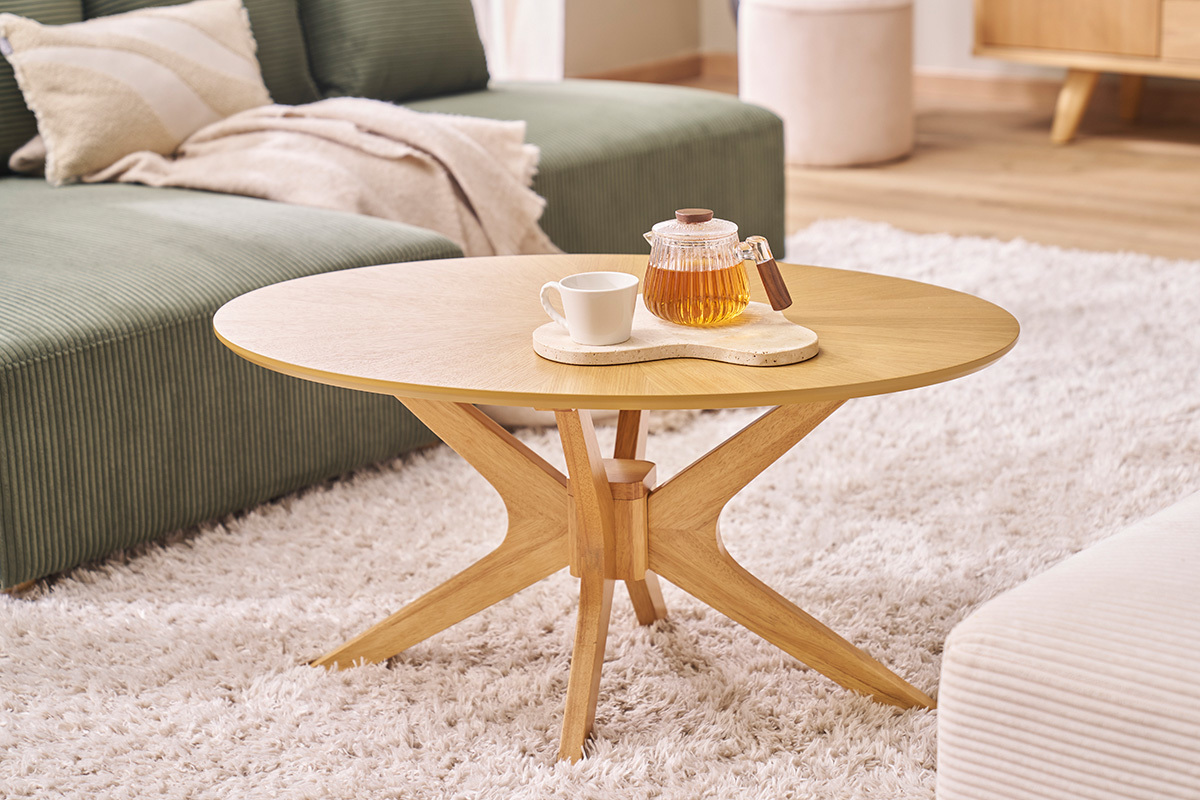 Table basse ovale bois clair chne L90 cm DIELLI