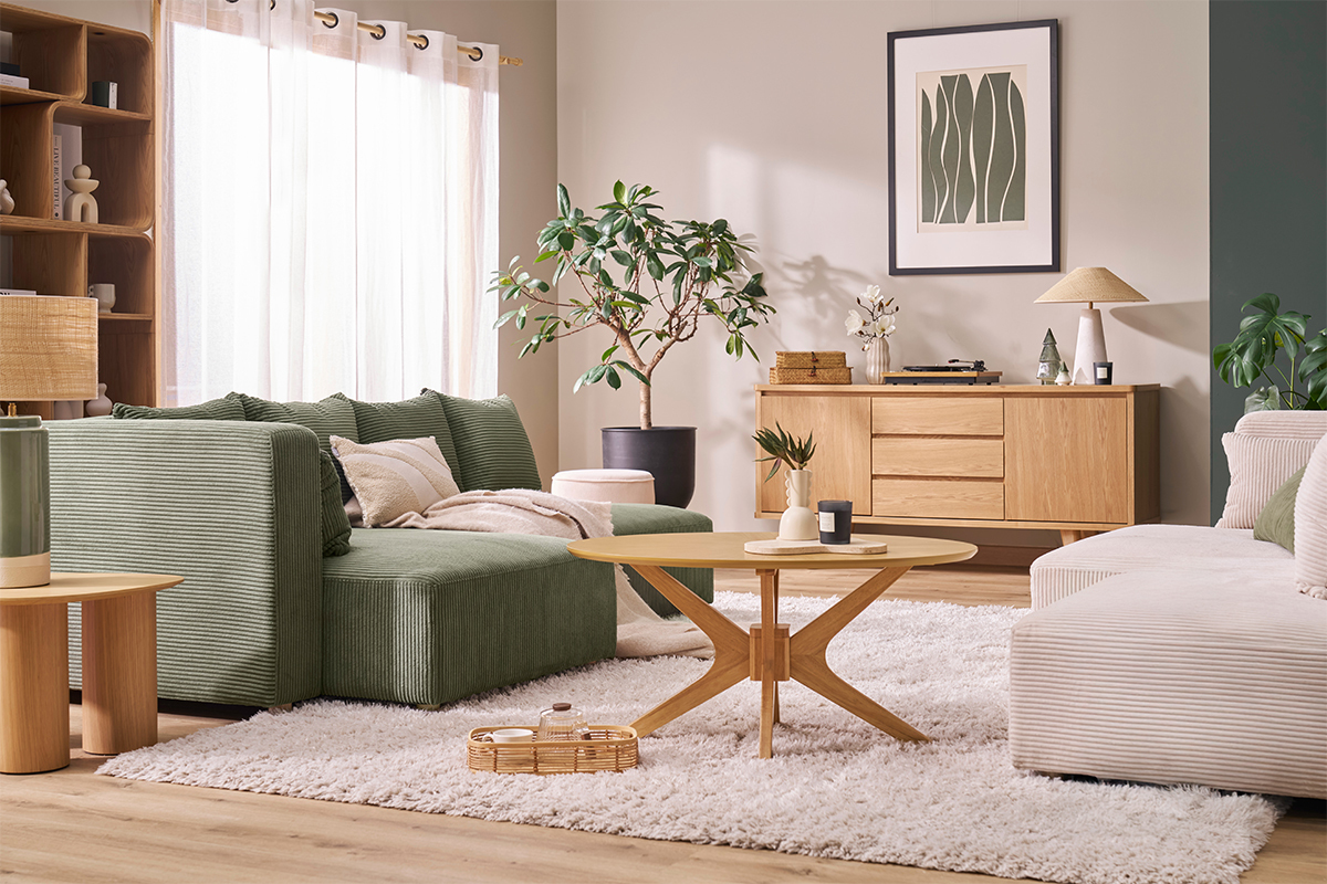 Table basse ovale bois clair chne L90 cm DIELLI