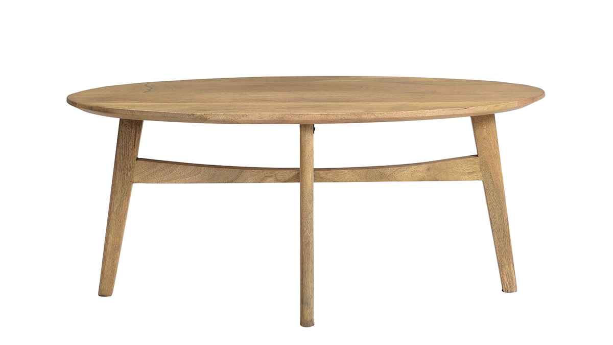 Table basse ovale bois clair manguier massif L100 cm PALEY