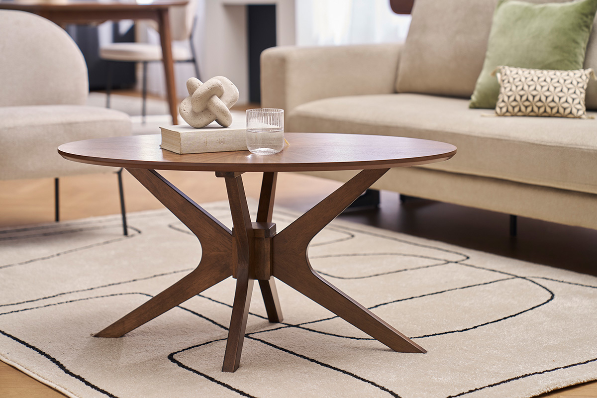 Table basse ovale bois fonc noyer L90 cm DIELLI