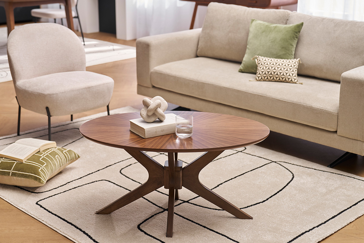 Table basse ovale bois fonc noyer L90 cm DIELLI