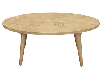 Table basse ovale ethnique bois manguier massif gravé L100 cm KAFFIR