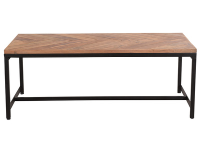 Table basse rectangulaire à motifs chevrons en bois massif et métal noir L120 cm STICK