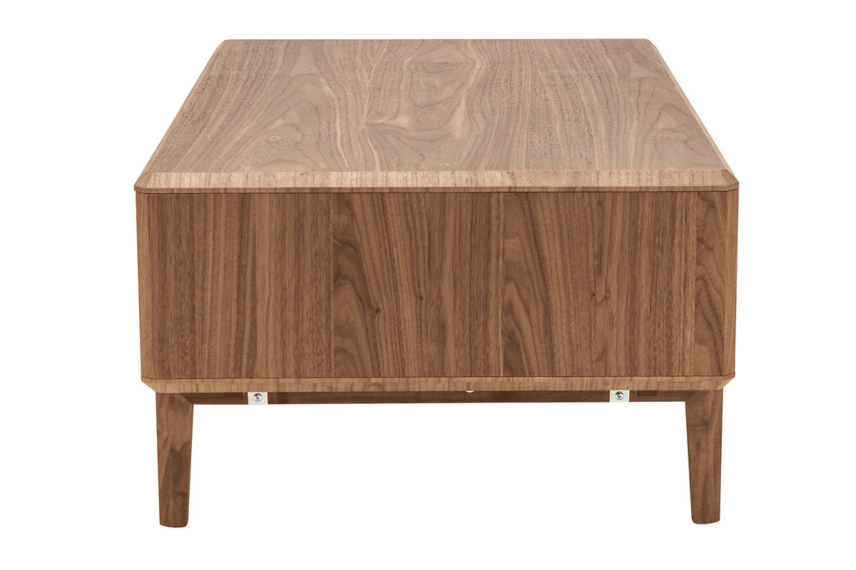 Table basse rectangulaire avec rangements 2 tiroirs bois fonc noyer L100 cm SUVA