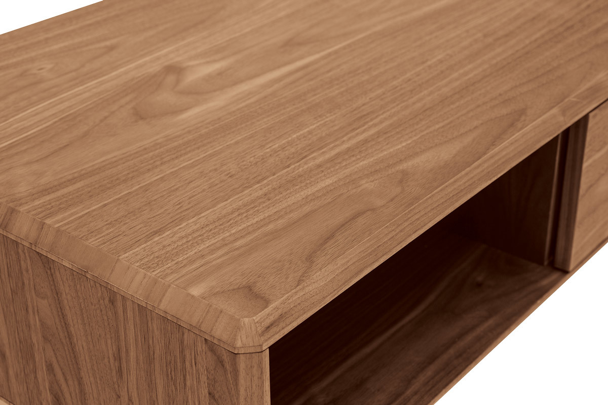 Table basse rectangulaire avec rangements 2 tiroirs bois fonc noyer L100 cm SUVA