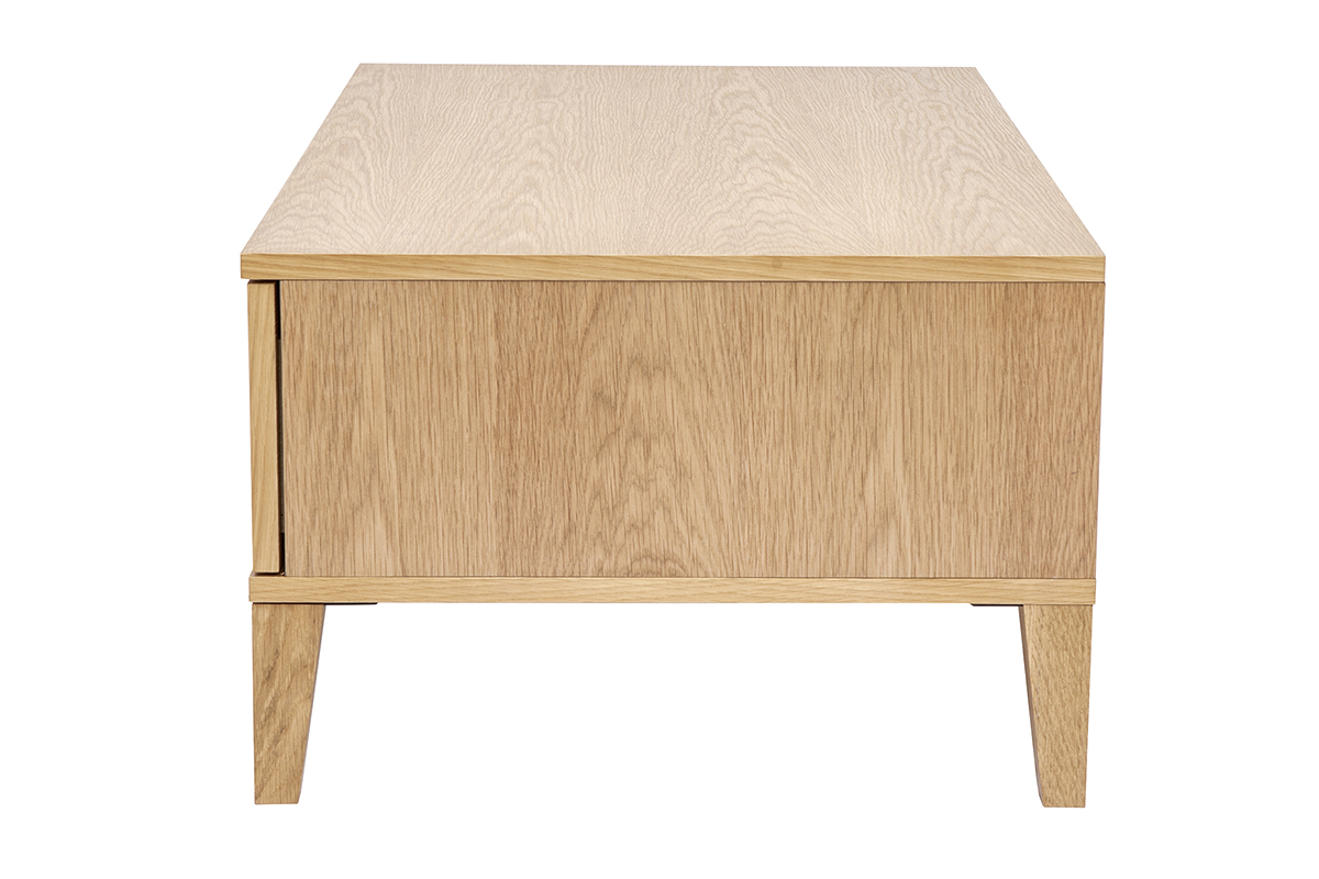 Table basse rectangulaire avec rangements bois clair ch�ne L100 cm FREDDY