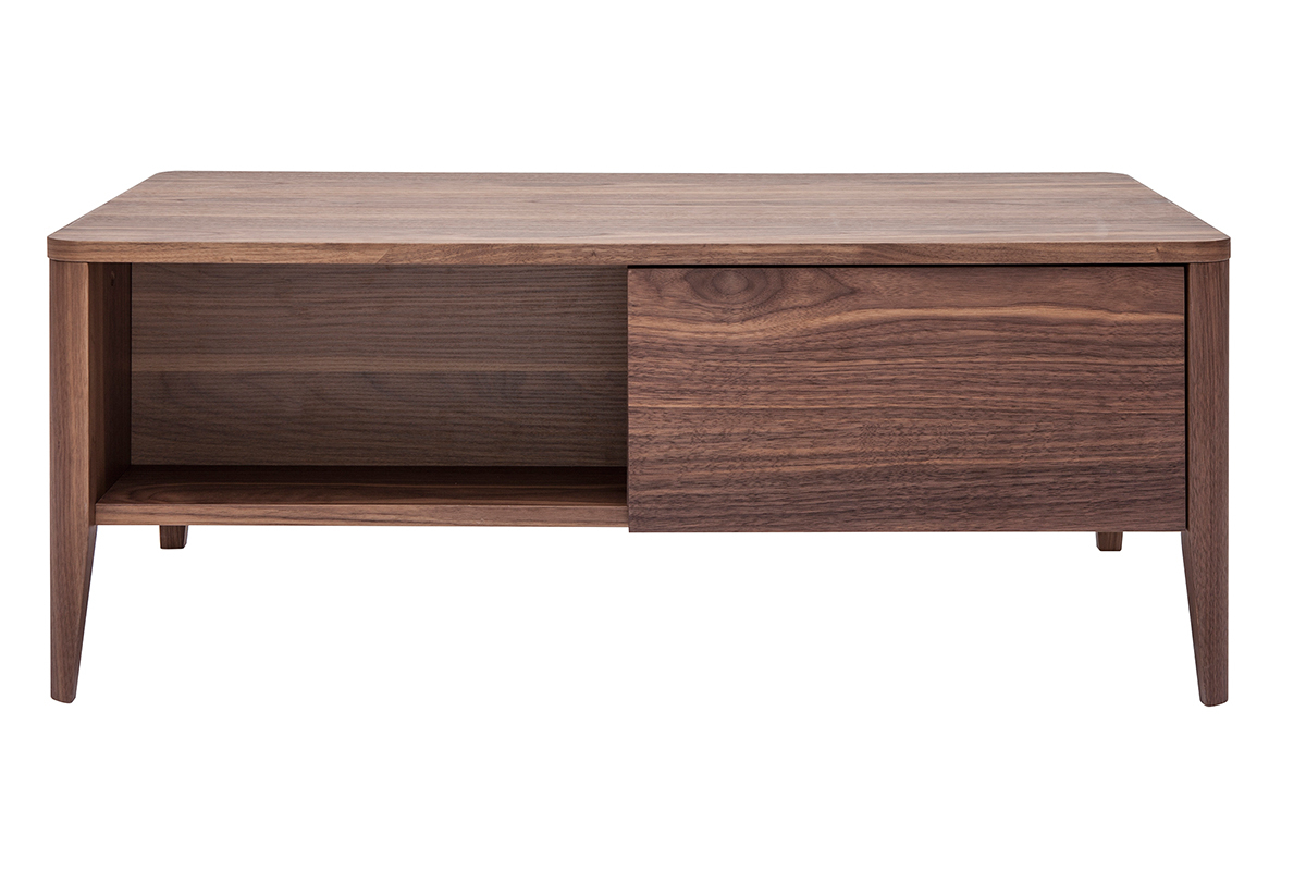 Table basse rectangulaire avec rangements bois fonc noyer L100 cm BENJA