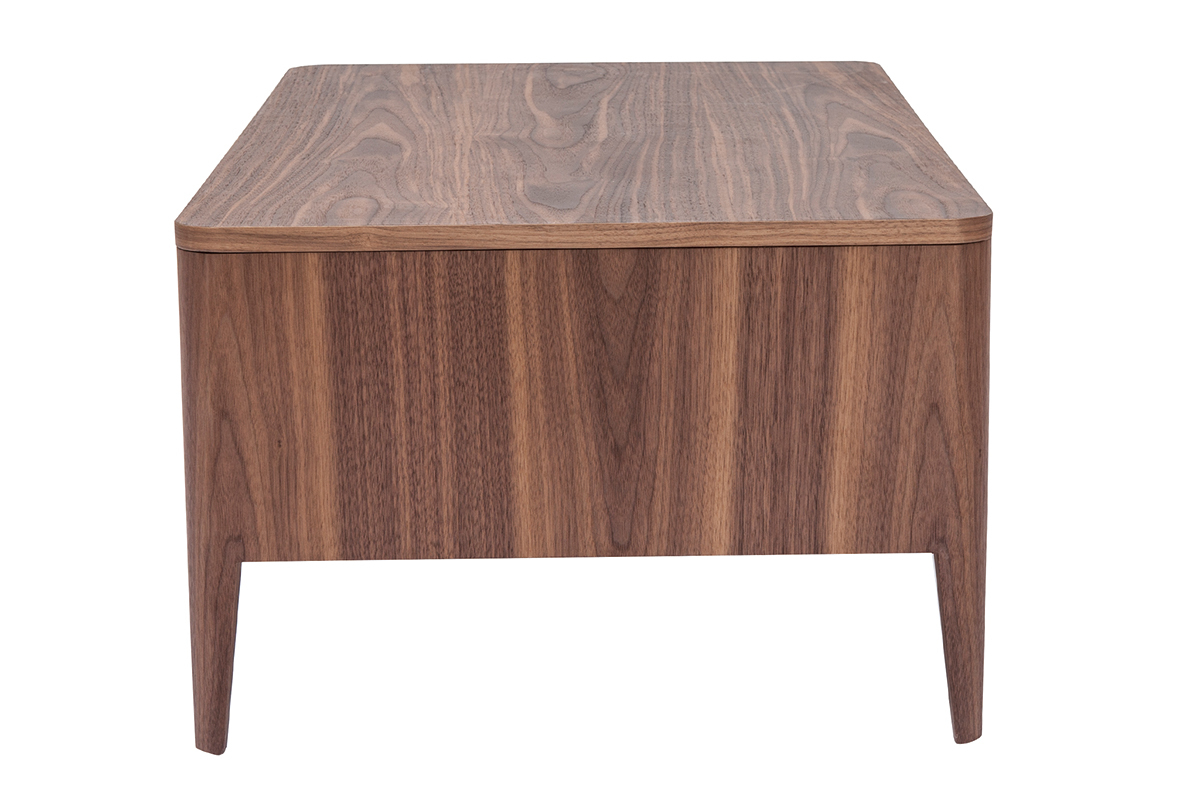 Table basse rectangulaire avec rangements bois fonc noyer L100 cm BENJA