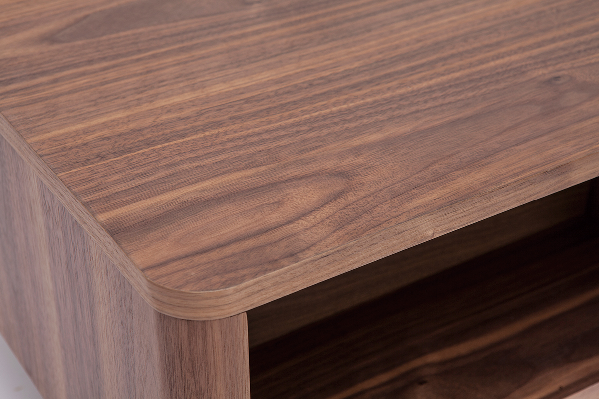 Table basse rectangulaire avec rangements bois fonc noyer L100 cm BENJA