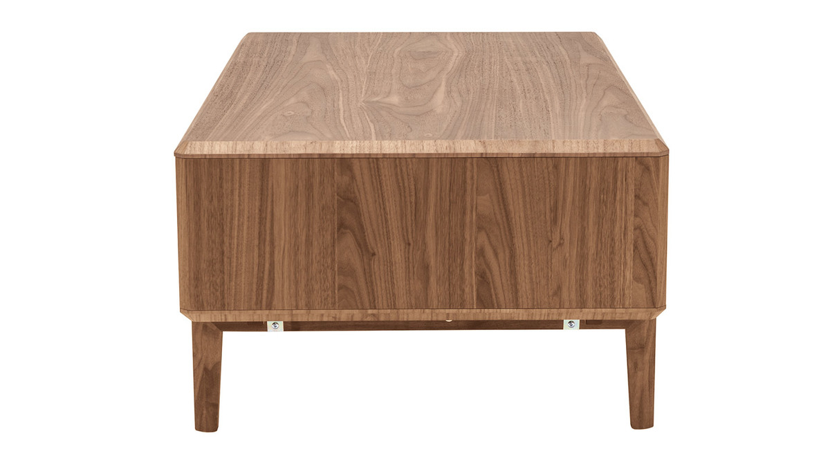 Table basse rectangulaire avec rangements bois foncé noyer L100 cm SUVA