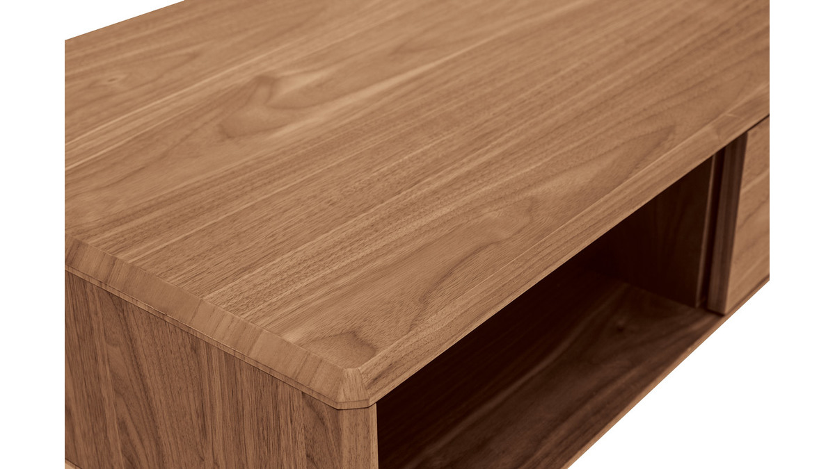 Table basse rectangulaire avec rangements bois foncé noyer L100 cm SUVA