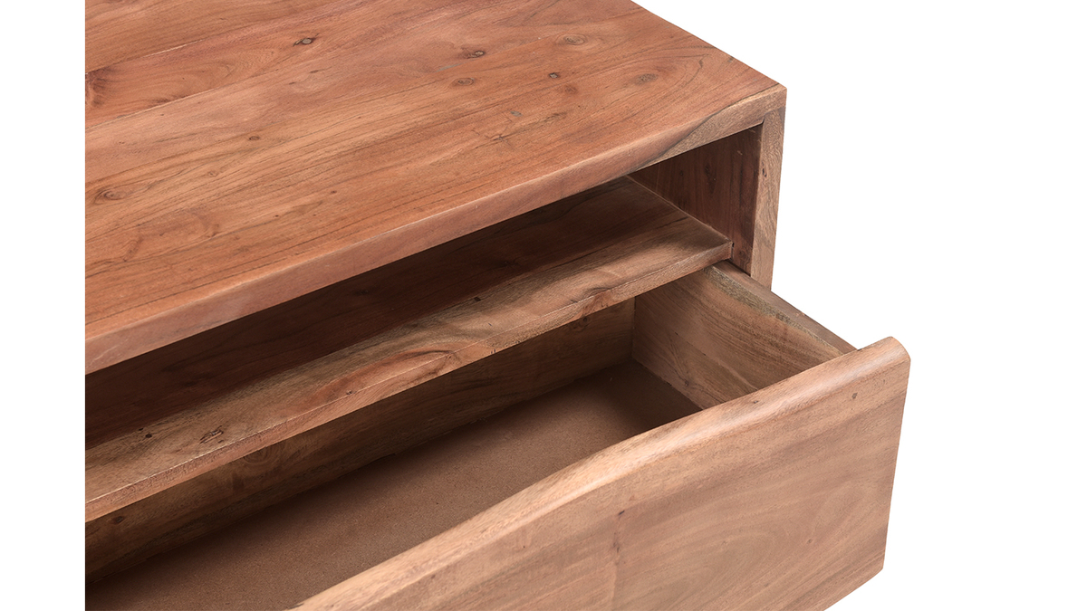 Table basse rectangulaire avec rangements en bois massif L100 cm BOHEMIAN