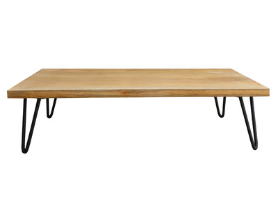 Table basse rectangulaire bois manguier massif et métal noir L117 cm VIBES
