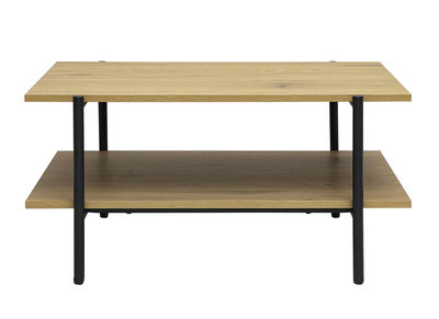 Table basse rectangulaire finition bois clair ch&ecirc;ne et m&eacute;tal noir L80 cm PIPPA