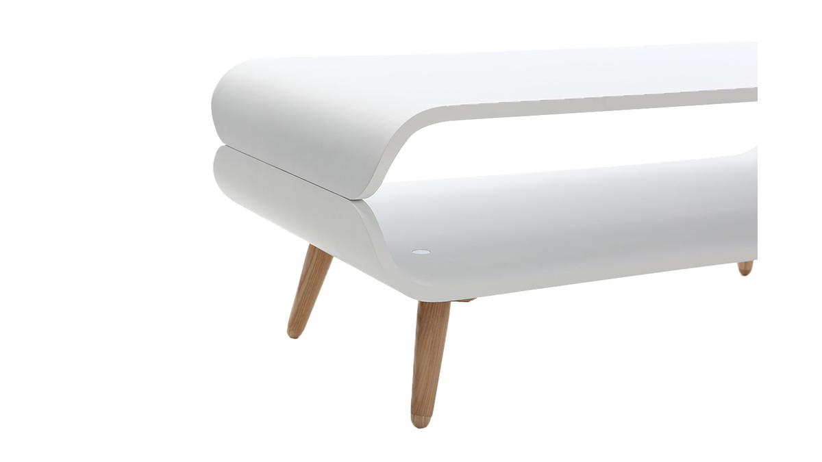 Table basse rectangulaire scandinave blanc et bois clair L118 cm TAKLA