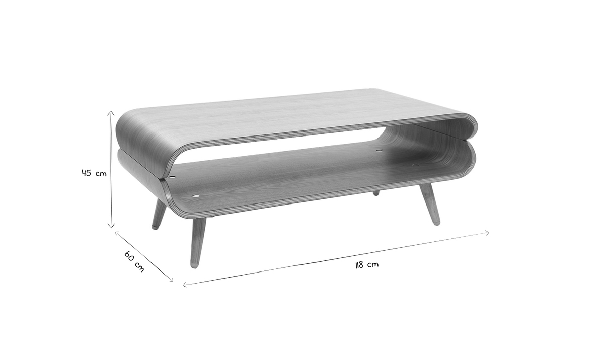 Table basse rectangulaire scandinave blanc et bois clair L118 cm TAKLA