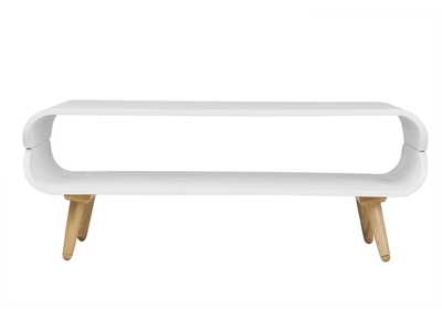 Table basse rectangulaire scandinave blanc et bois clair L118 cm TAKLA