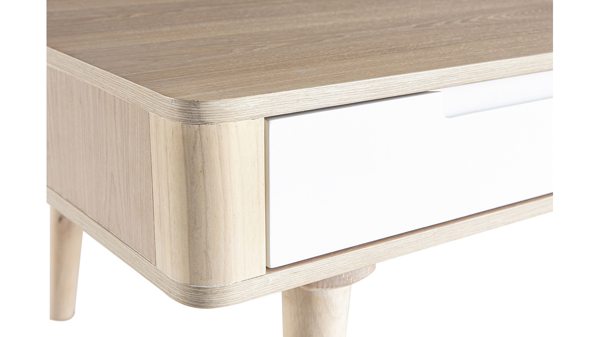 Table basse rectangulaire scandinave bois clair et blanc L120 cm GOTLAND
