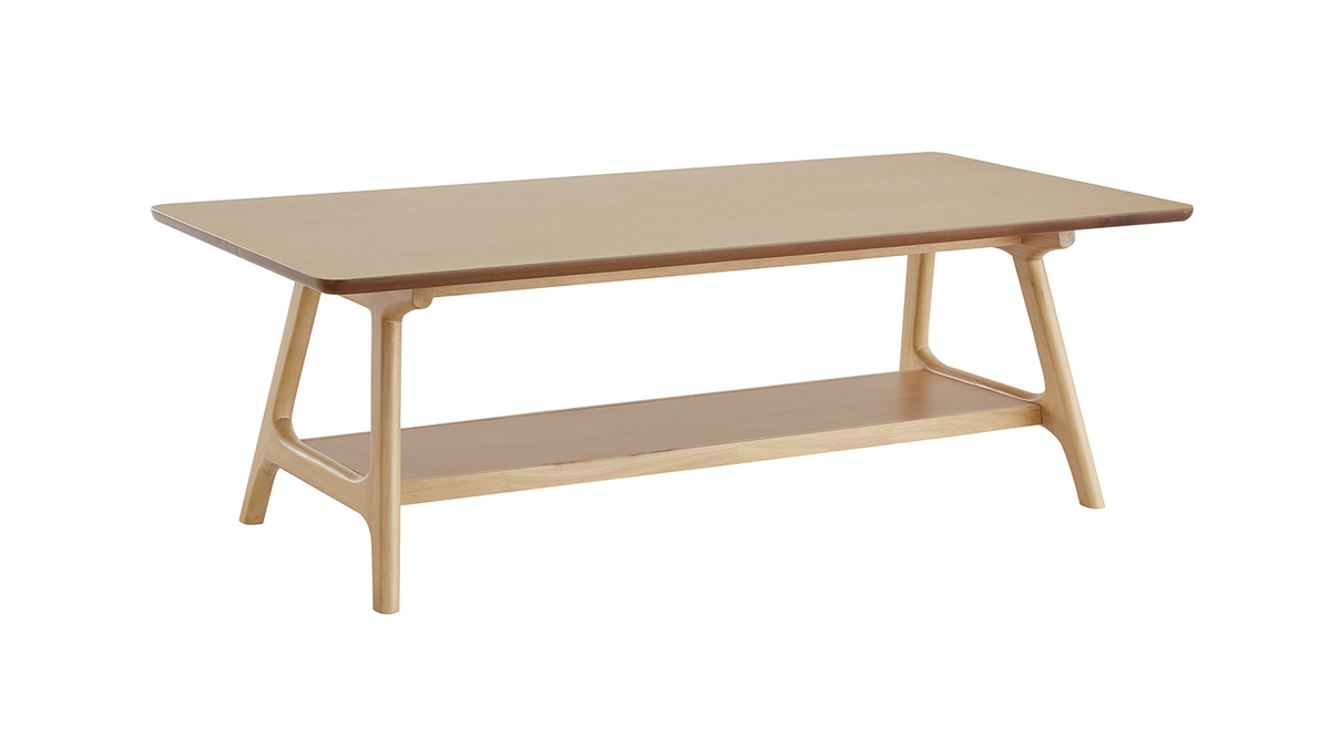 Table basse rectangulaire scandinave finition chêne L120 cm BAKAR