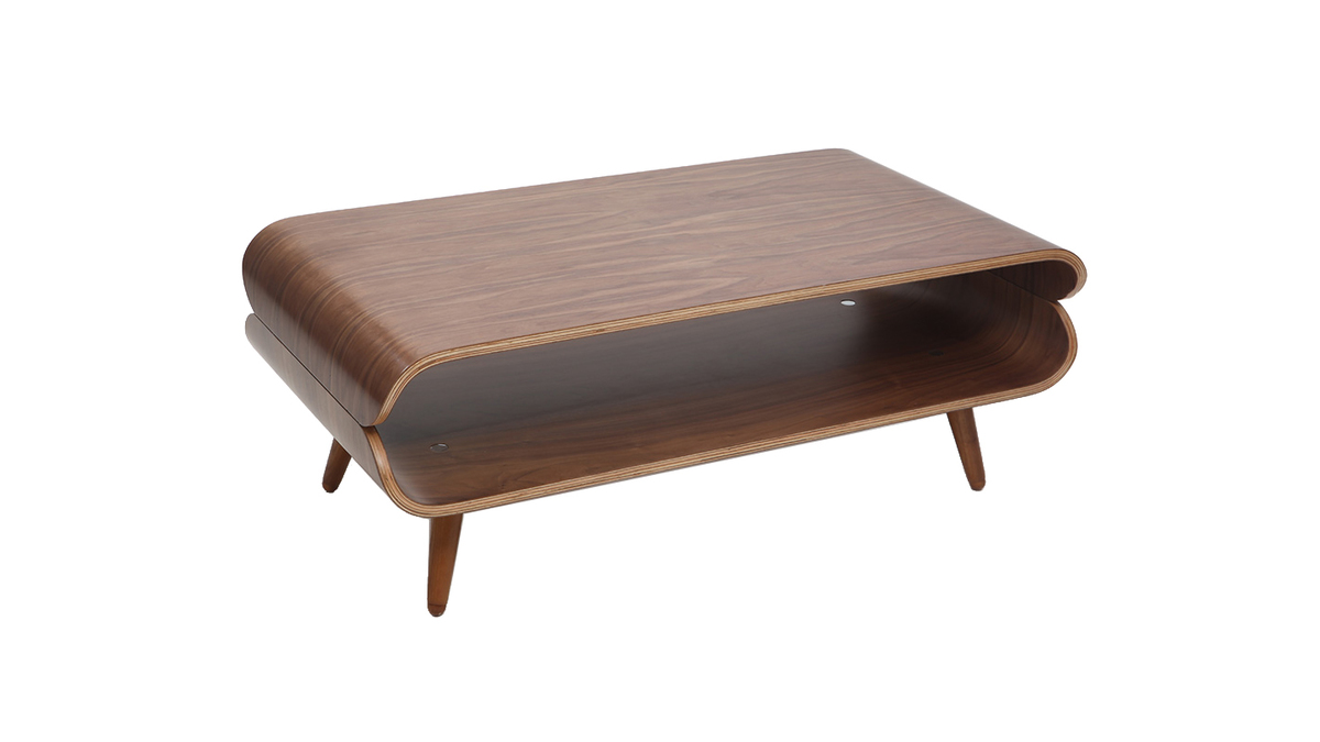 Table basse rectangulaire vintage bois foncé noyer L118 cm TAKLA