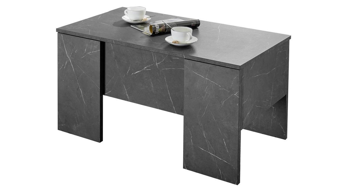 Table basse relevable design effet marbre noir L92 cm CARRA