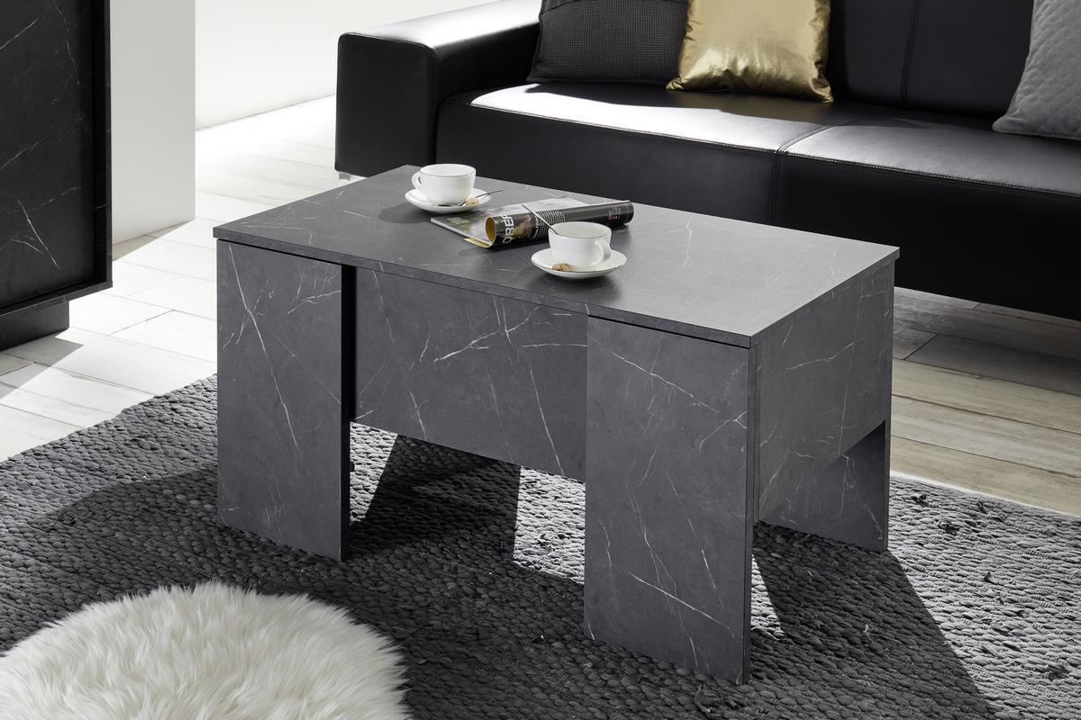 Table basse relevable design effet marbre noir L92 cm CARRA