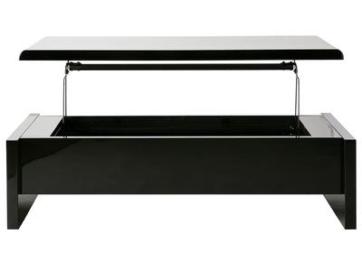 Table basse relevable design noire avec rangement LOLA