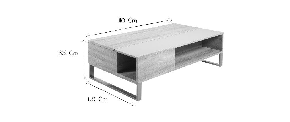 Table basse relevable en bois et m�tal WYNN