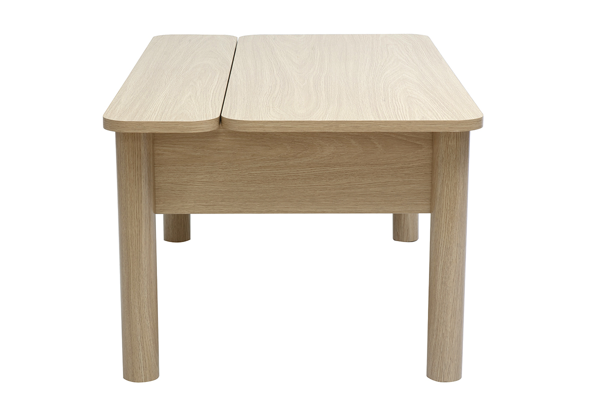 Table basse relevable finition bois chne, design moderne, hauteur ajustable, adapt pour salon