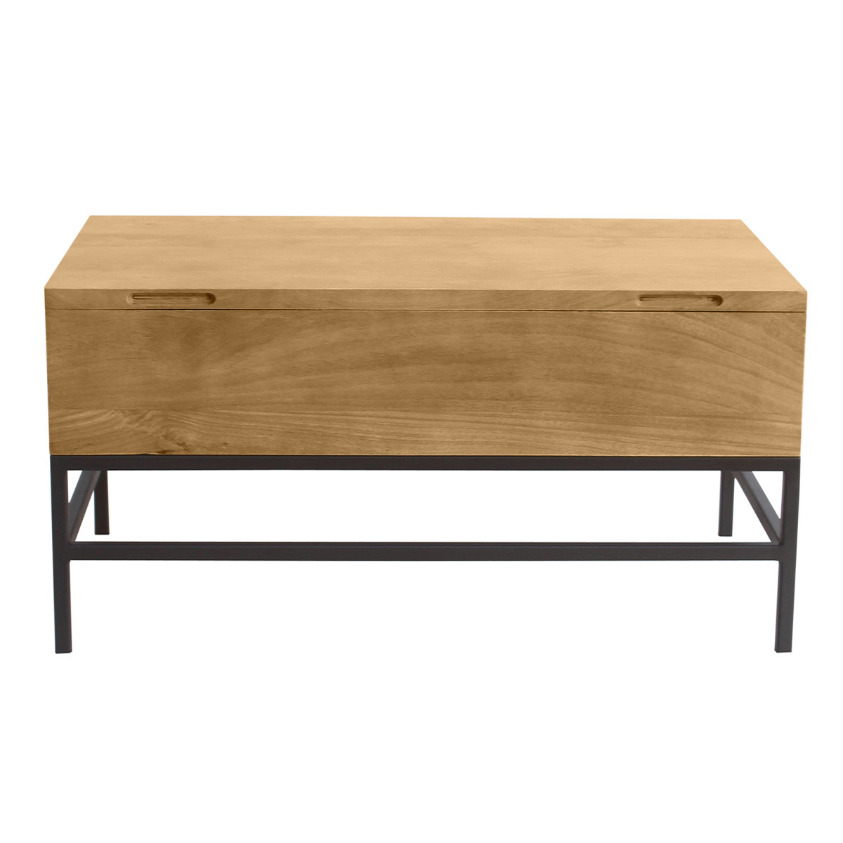 Table basse relevable industrielle bois manguier massif et métal noir L90 cm YPSTER Table basse relevable industrielle bois manguier massif et métal noir L90 cm YPSTER