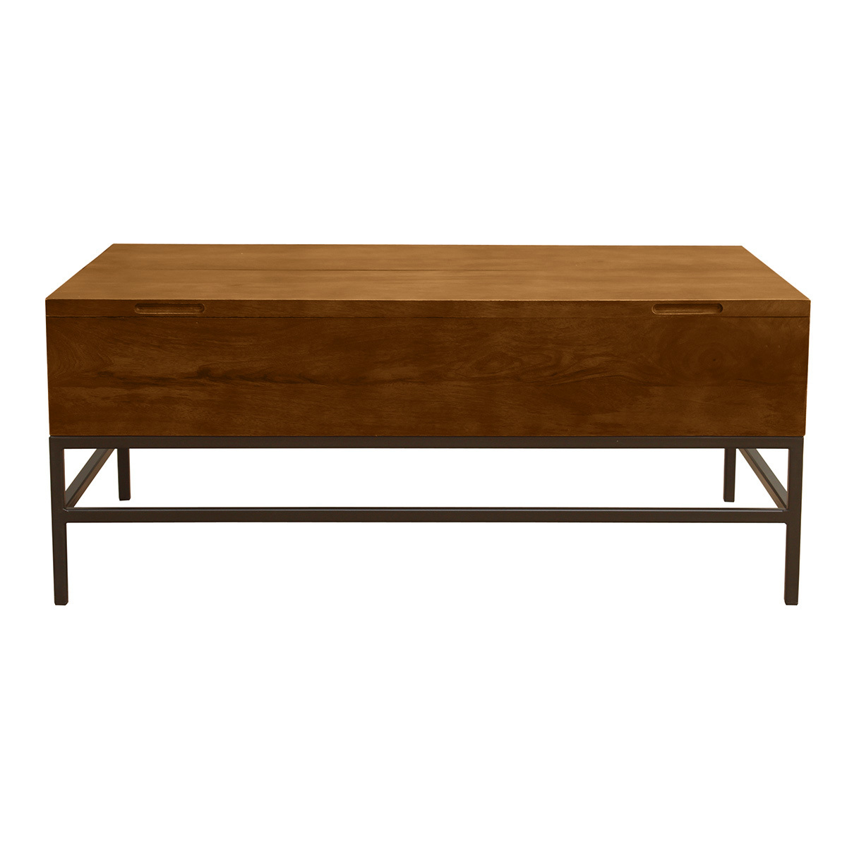 Table basse relevable industrielle bois manguier massif teinté et métal noir L110 cm YPSTER Table basse relevable industrielle bois manguier massif teinté et métal noir L110 cm YPSTER