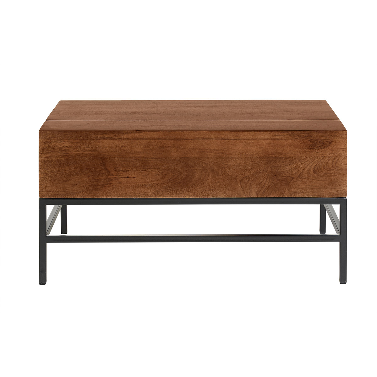 Table basse relevable industrielle bois manguier massif teinté et métal noir L90 cm YPSTER Table basse relevable industrielle bois manguier massif teinté et métal noir L90 cm YPSTER