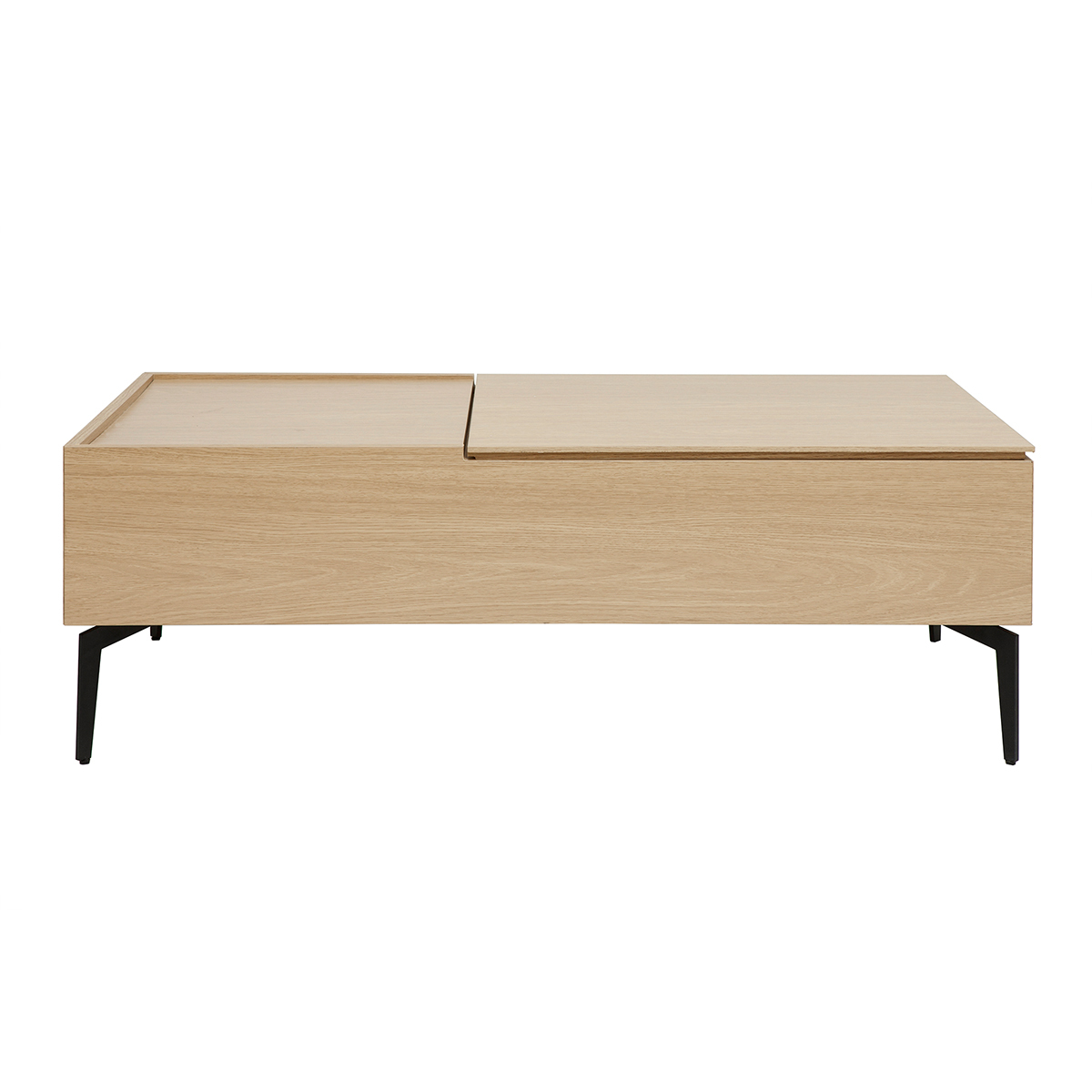Table basse relevable rectangulaire bois clair finition chêne et métal noir L103 cm SEDA Table basse relevable rectangulaire bois clair finition chêne et métal noir L103 cm SEDA