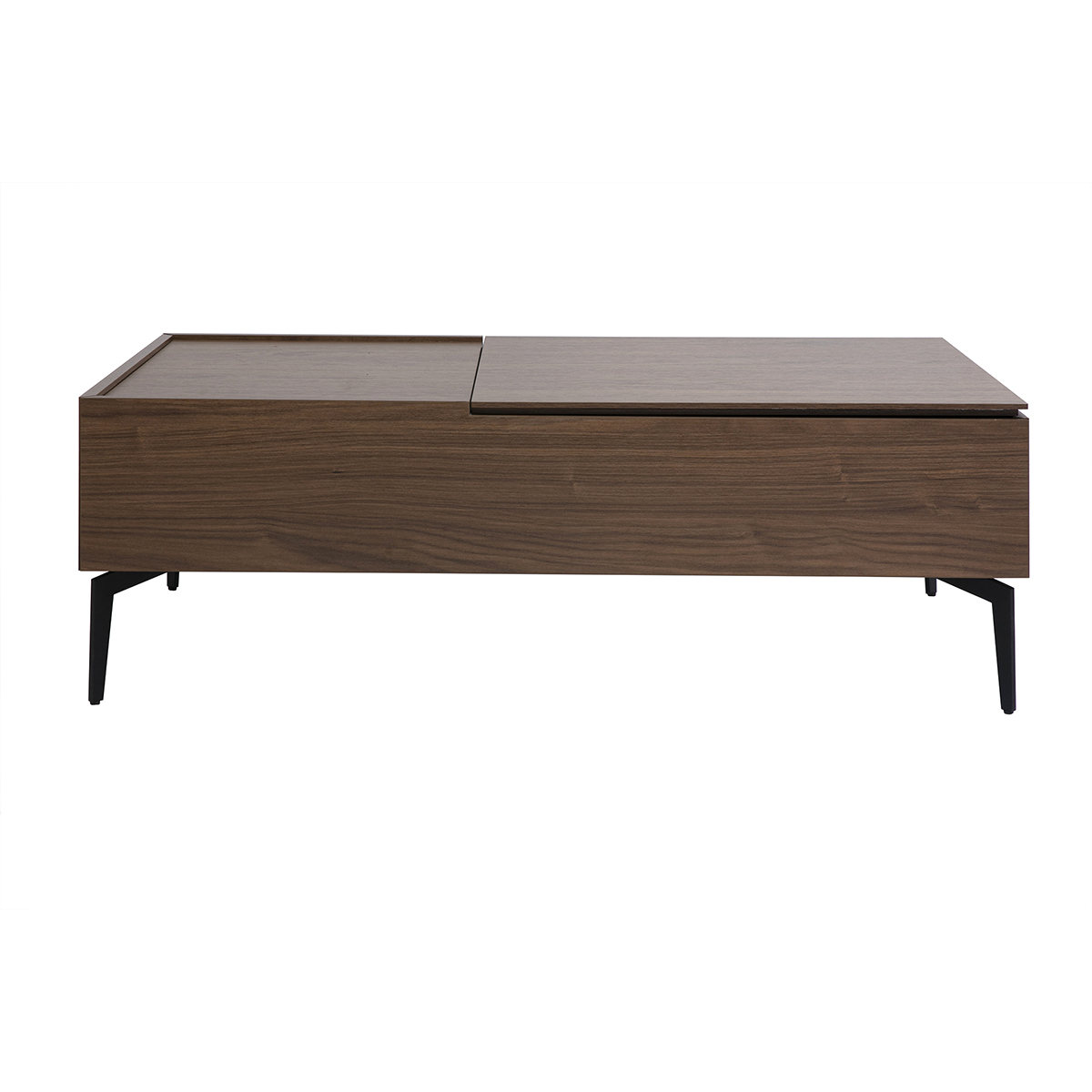 Table basse relevable rectangulaire bois foncé finition noyer et métal noir L103 cm SEDA Table basse relevable rectangulaire bois foncé finition noyer et métal noir L103 cm SEDA