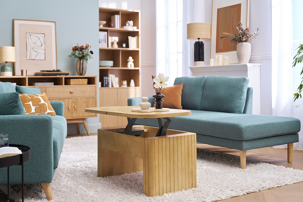 Table basse relevable rectangulaire bois manguier massif L100 cm LATIGO