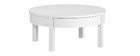 Table basse ronde blanche avec tiroir D80 cm EOLE