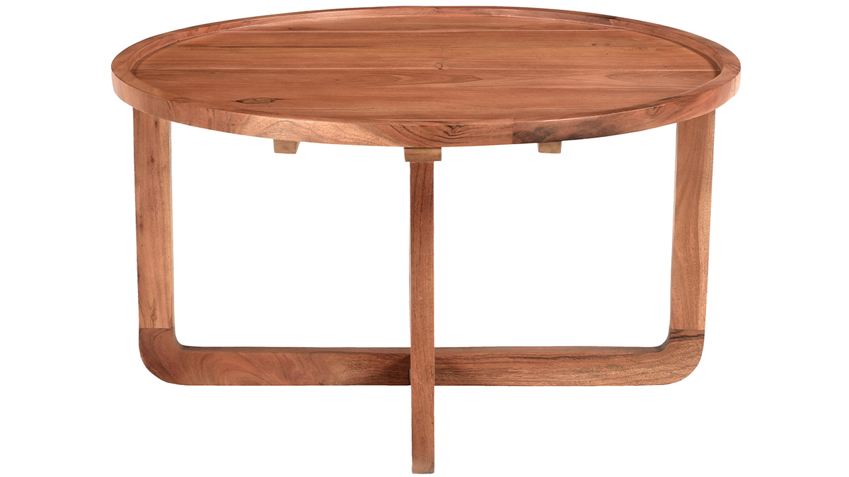 Table basse ronde bois massif D80 cm HITA