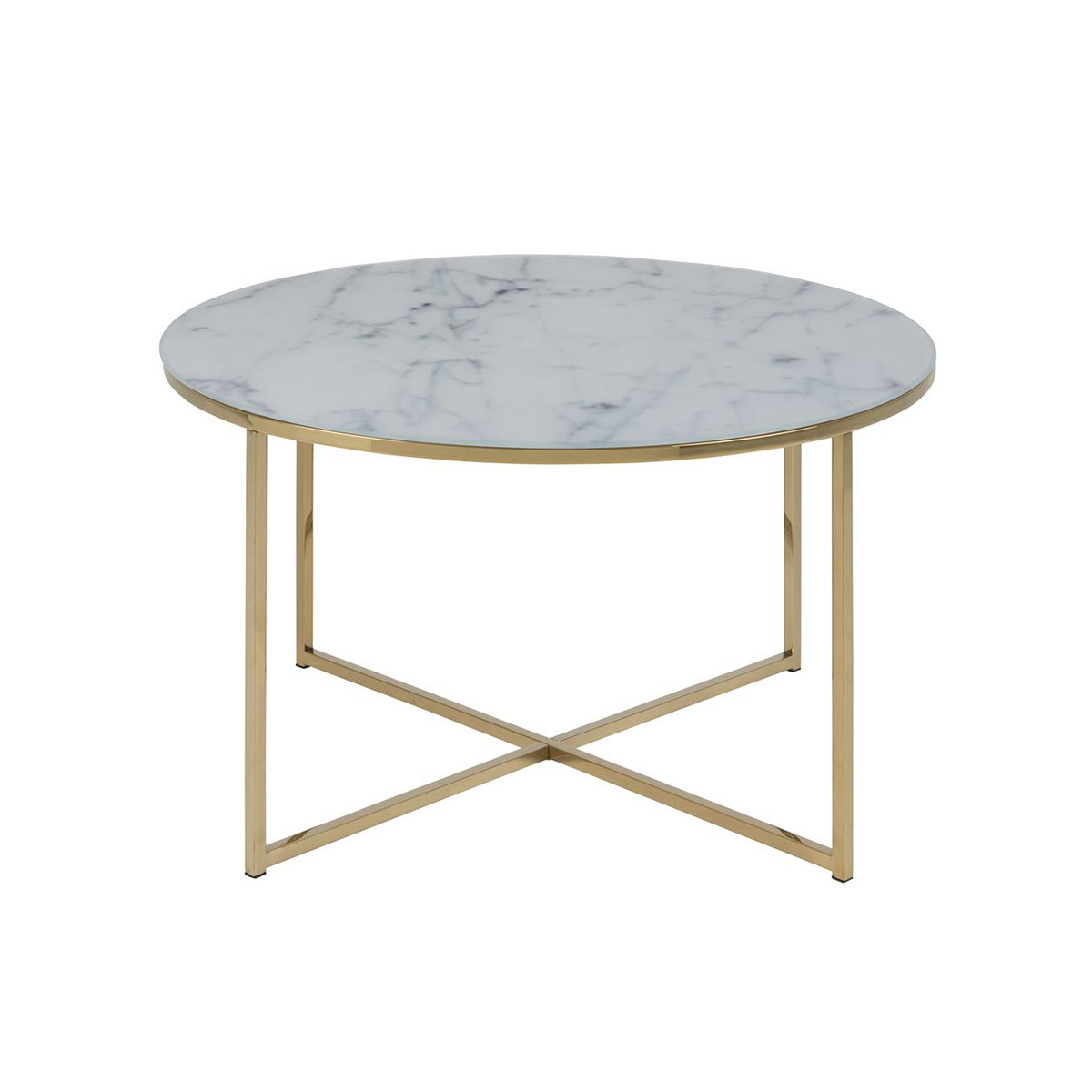 Table basse ronde design effet marbre et métal doré D80 cm SILAS vue1