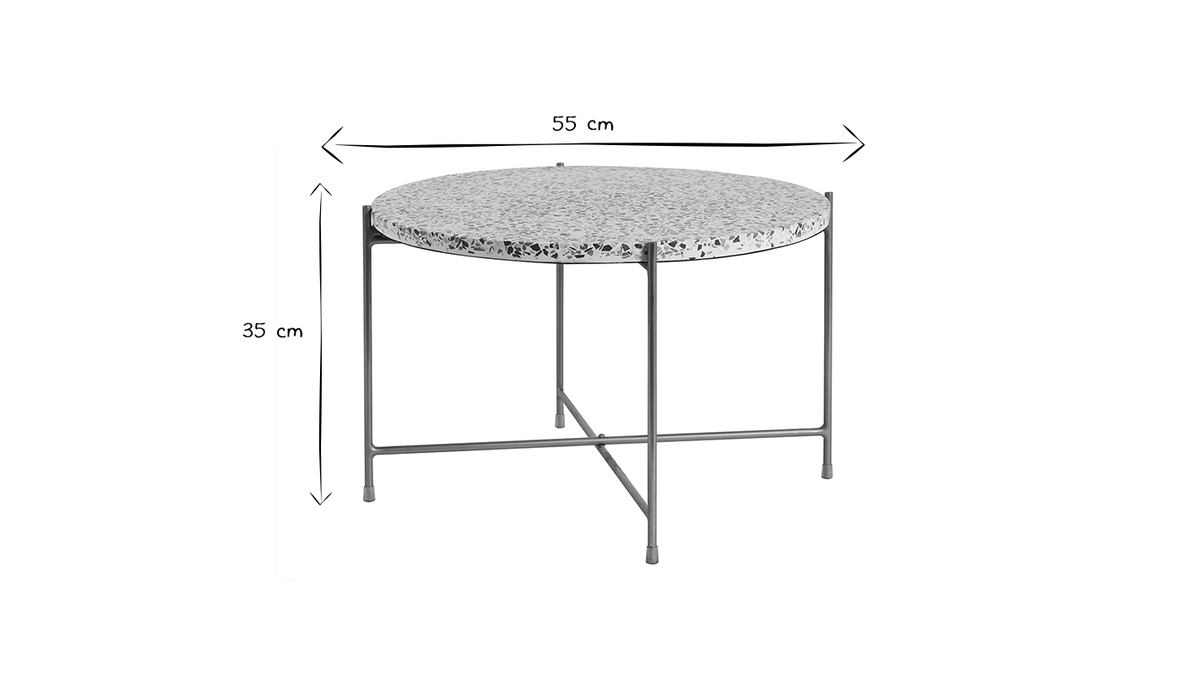 Table basse ronde design en terrazzo et mtal dor D55 cm MEZZO