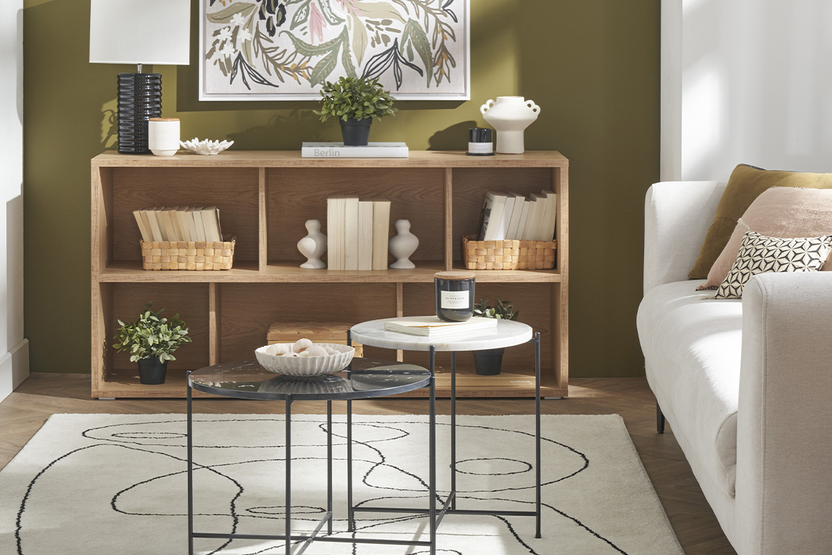 Table basse ronde design noire en marbre et m�tal D52 cm SARDA