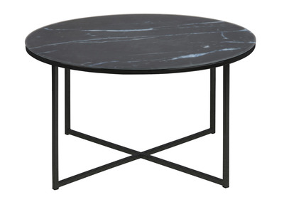Table basse ronde effet marbre noir bleut&eacute; D80 cm ALCINO