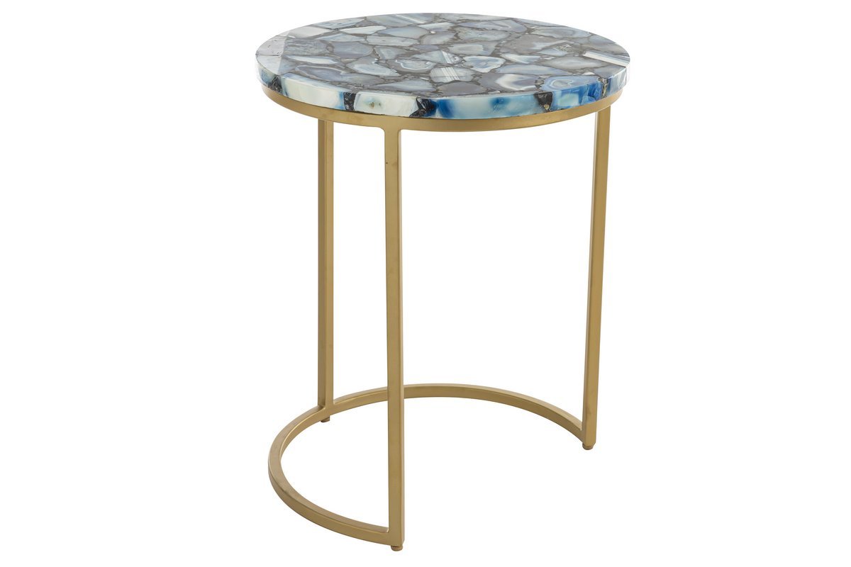 Table basse ronde en agate bleue D40 cm PIETRA