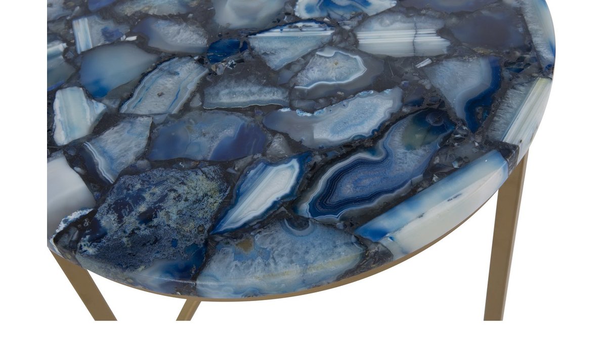 Table basse ronde en agate bleue D40 cm PIETRA