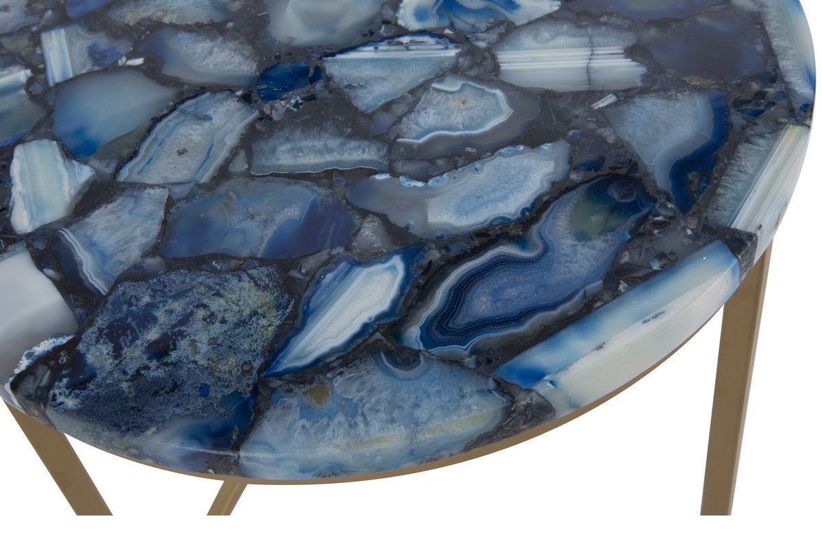 Table basse ronde en agate bleue D40 cm PIETRA