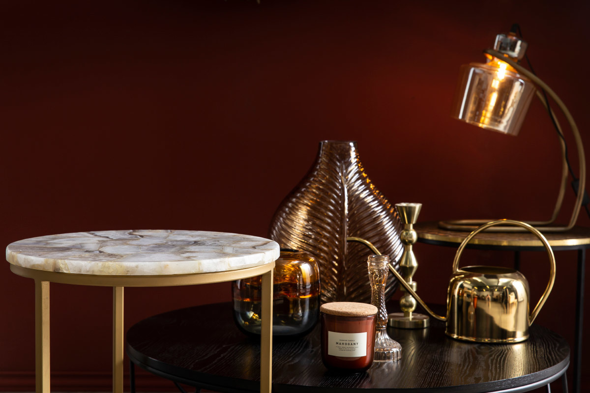 Table basse ronde en agate D40 cm PIETRA